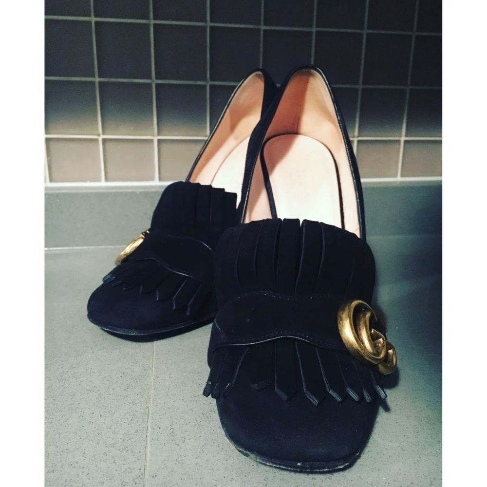 Authentic Gucci Black Suede Pumps
